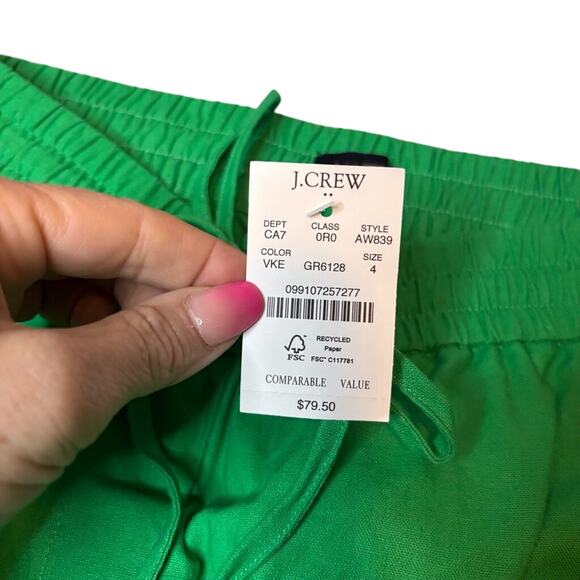 J.Crew Factory Green Linen Cotton Drawstring Pants Size 4 NWT - Picture 6 of 6